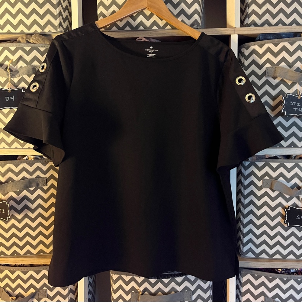 Worthington Black Embellished Boxy Blouse